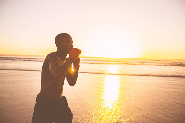 boxing in sunset