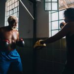 boxer man training on a boxing gym